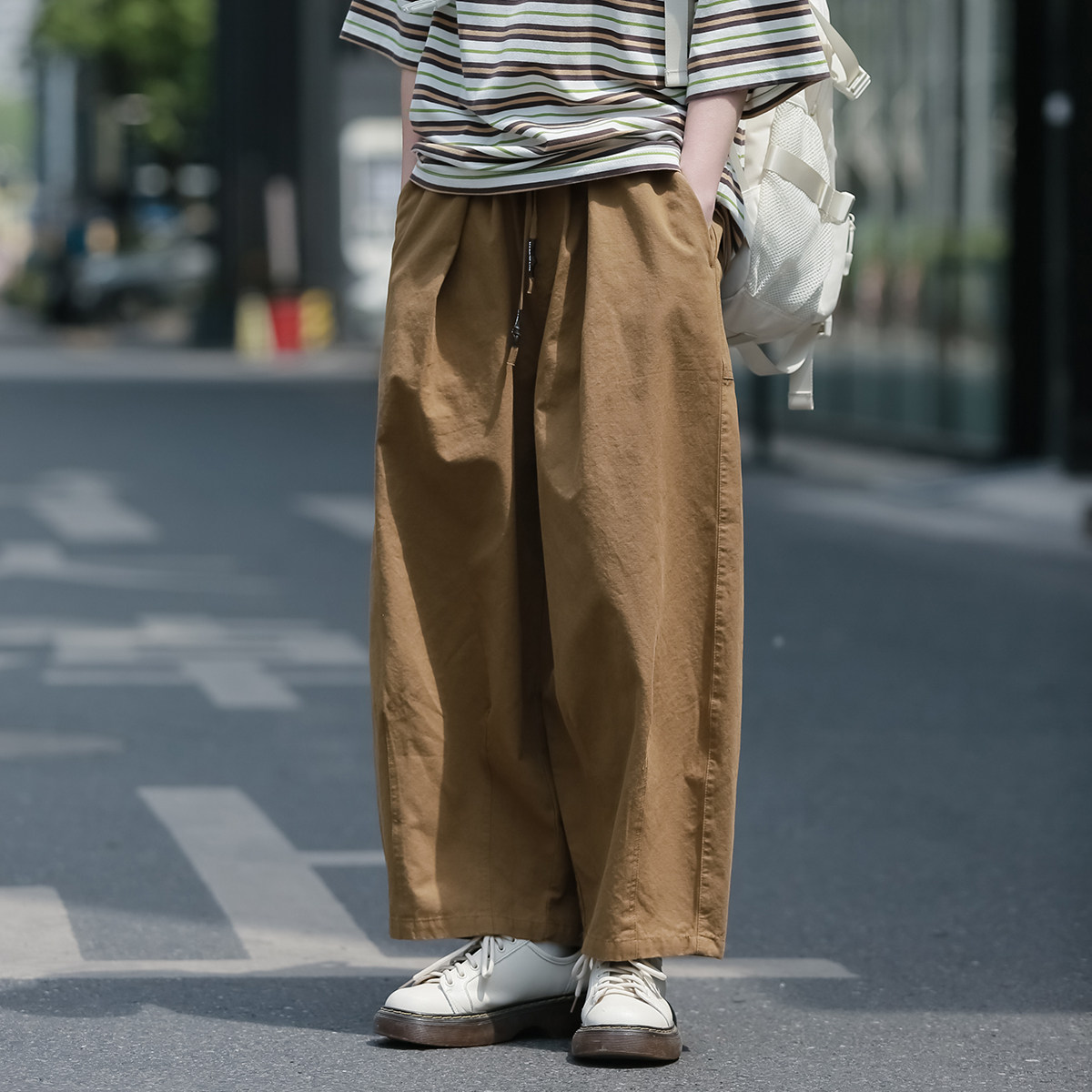 Pants women's niche design spring and autumn ins Japanese style zipper tooling casual pants loose slim straight wide-leg pants