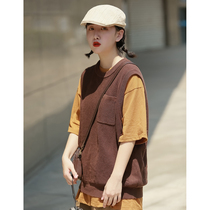 Spring Autumn Knit Stack Wearing Waistcoat Female Academy Wind Minor Fresher Loose Korean version of the outside wearing waistcoat Waistcoat Tide