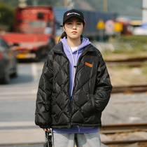 Down jacket female 2021 Winter New Style brand short student national tide red thin Korean white duck down tooling coat