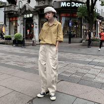 Upright walking college style short-sleeved shirt female small summer loose Japanese design sense niche retro jk shirt