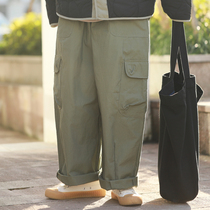 Day series retro wide leggings pants women Tide Cards Street Loose multiple pockets Outline Straight Cylinder Casual 100 lap pants bf