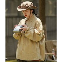 Spring Autumn Retro Shirts Women Trend Fold Wear Day Series Loose Lining Bf Wind Tooling Pocket Design Sense Casual Jacket