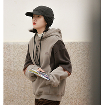 Day-train Chauded Lianhood Women in winter relaxed American Coloured Personality Splicing Couple Students Gush Coat Thick