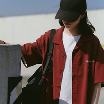 Short-sleeved shirt womens loose Japanese retro Hong Kong taste National tide Salt neutral design niche suit collar shirt cool