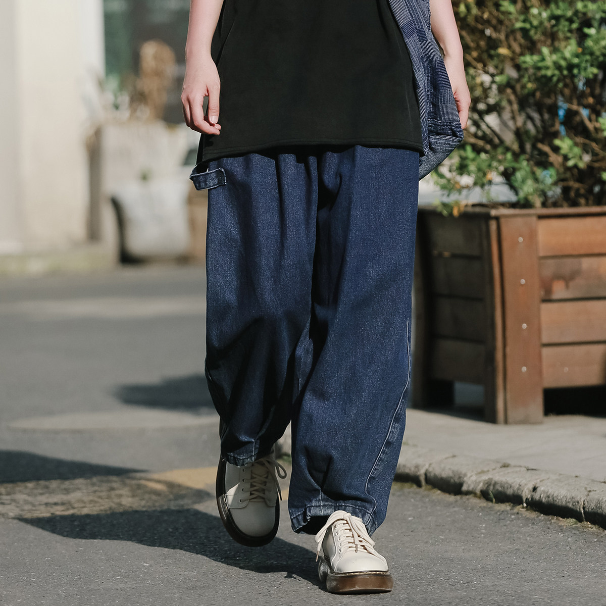 Workwear wide leg jeans women's high waist loose straight tube show thin and tall 2021 spring and autumn thin section large size floor mopping trousers