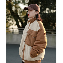 Upright Walking Design Sense splicing Ram Coloured cashmere wool padded jacket Winter Thickened Cotton Jersey Day Students Trend Winter