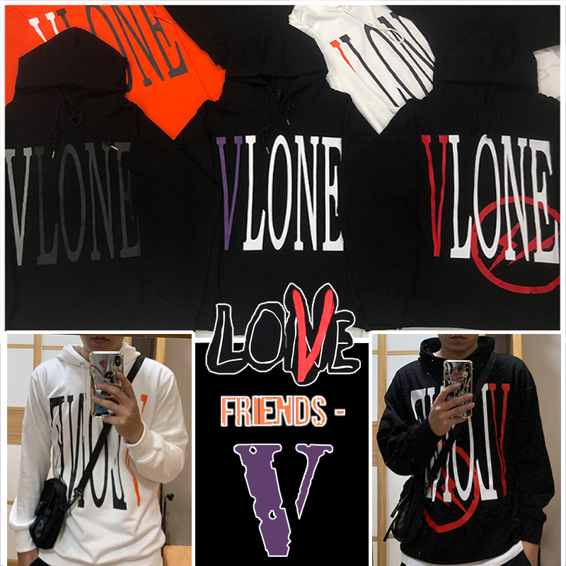 Vlone Sweatshirt Pullover Hiroshi Fujiwara Lightning Smoke Wang Yibo Same Style High Street Loose Couple Large V Hoodie