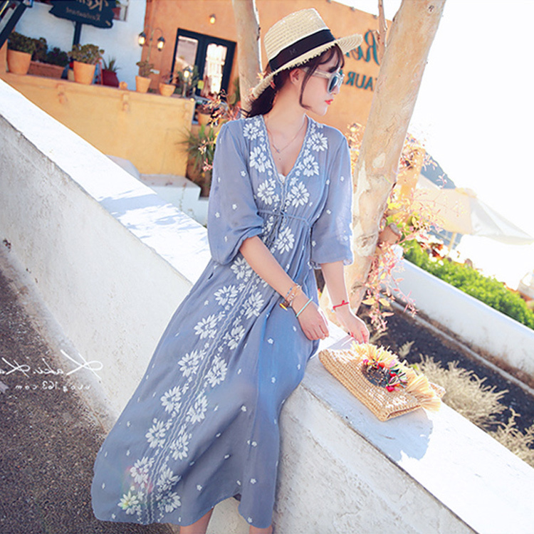 Pregnancy Woman Dress Summer Dress New 2019 Fashion beautifully embroidered with South Korean Chaoma Loose Big Size for a long dress
