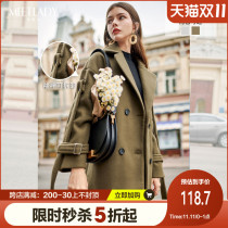 Miledar French Elegant Loose Cloth Coat 2021 Spring and Winter New Solid Color Medium Long Jacket