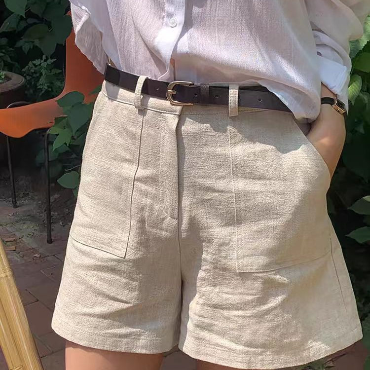 2025 Summer New Linen Shorts Loose Wide-Leg Pants Women's High-Waisted Slimming Versatile Hot Pants ~ Clearance Sale