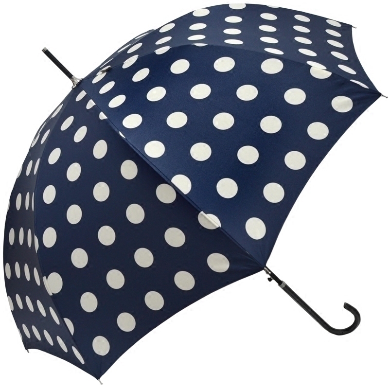 Japanese fashion sunny umbrella Taiwan imported cloth female small fresh blue wave point semi-automatic straight long handle mushroom umbrella
