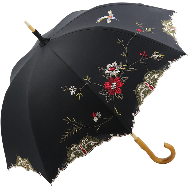 Japanese double-layer cloth space umbrella, hollow insulation frog umbrella, high-end light luxury gift embroidery sunshade umbrella