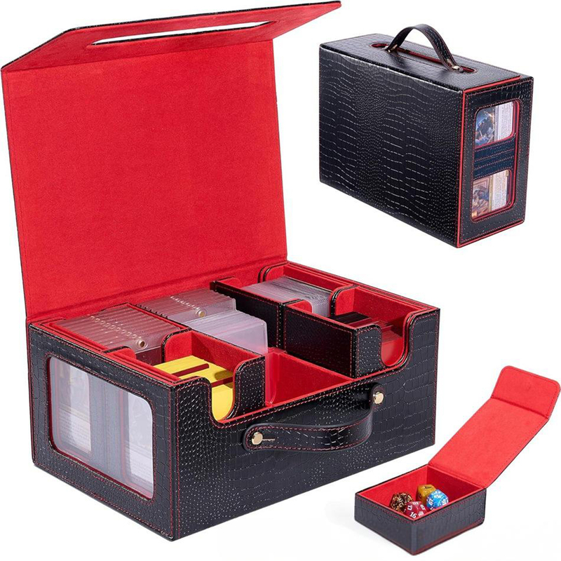 Card Carrying Case, Multi-Deck Card Holder, Large Capacity Storage, Leather Card Box, Magic: the Gathering Commander Dice Box, Board Game Box
