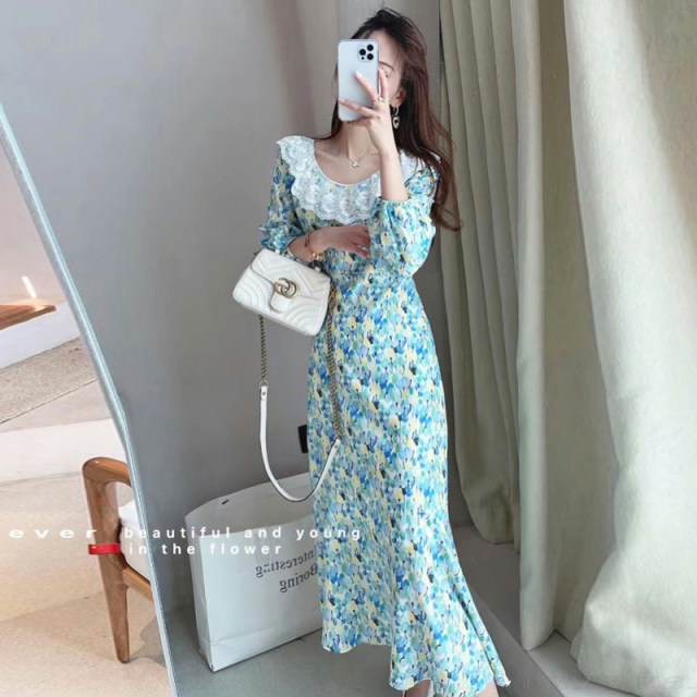 Deep Yidu 2021 summer new large size women's summer fashion elegant floral dress 7014 FK-W