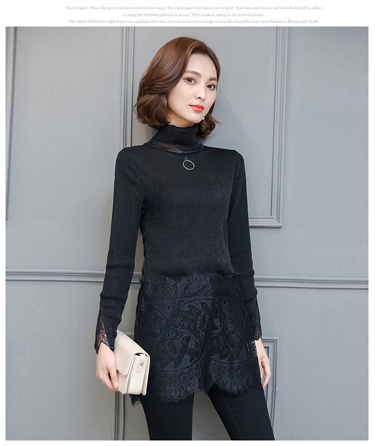 Sâu 2018 xuân mới size lớn cho nữ xuân hè thu dài tay áo dài in ren 8670B chân váy trắng