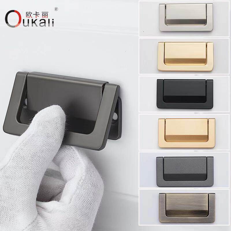 Cabinet door sliding door drawer bedside table sliding door flat handle tatami invisible surface installation simple no punching hidden handle