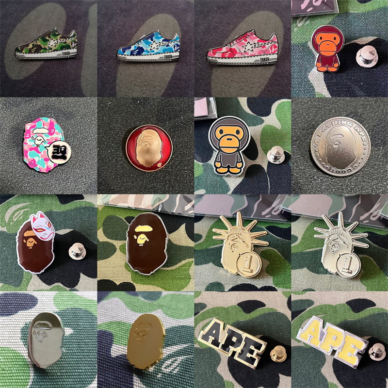 Trendy Brand Badge Bape Head Milo 26Ss Camouflage Brooch Ape Head Japanese Version Metal Alloy Accessory