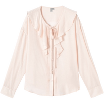 (Acetate shirt) Dialogue French light sweet ruffled chiffon shirt for women 2024 autumn new temperament light top