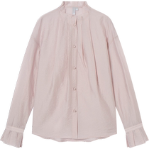 Dialogue French Romantic Bell Sleeve Chiffon Shirt Womens 2024 Summer and Autumn New Lyocell Thin Purple Shirt