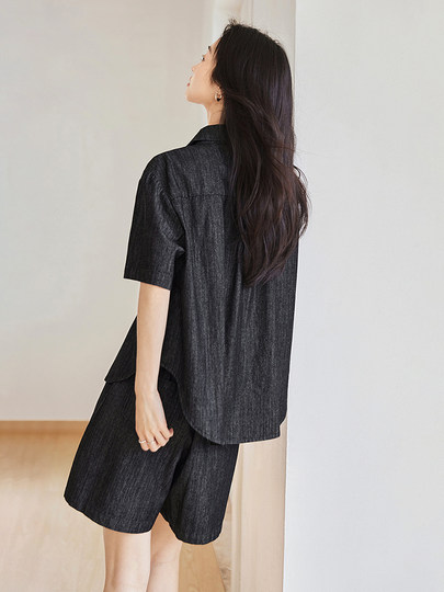 White Art Painting Collaboration Fashionable Casual Denim Suit for Women 2025 Summer New Vintage Modern Two-Piece Set