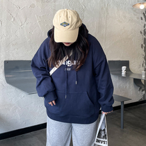 YUZI fisher family autumn winter money big code womens clothing plus velvet clothing fat mm loose cover with cap thickened jacket blouse