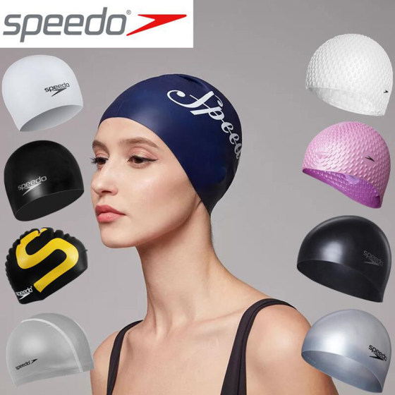 Speedo Speedo 수영 모자 남여 실리콘 방수 헤어 케어 맞는 훈련 전문 플러스 사이즈 수영 모자