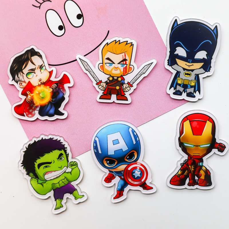 The avengers Huy Hiệu Trâm Marvel Spider-Man Pin Acrylic Superman Batman Dễ Thương Trang Trí Huy Hiệu