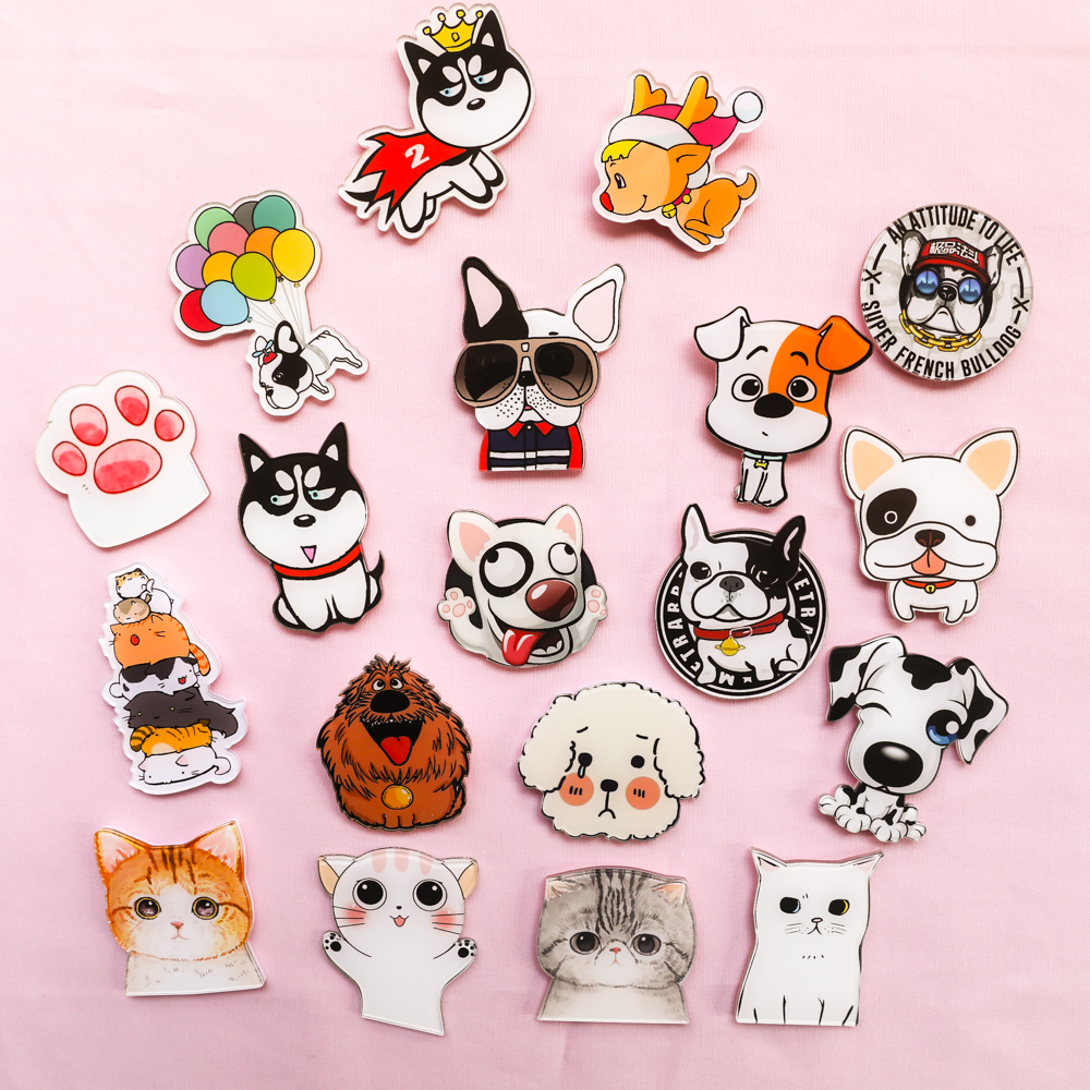 Nhật bản và Hàn Quốc triều cat dog brooch ba lô phụ kiện động vật phim hoạt hình acrylic trâm huy hiệu đồ trang sức