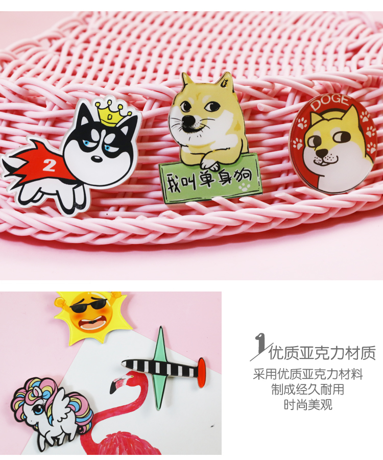 Nhật bản và Hàn Quốc triều cat dog brooch ba lô phụ kiện động vật phim hoạt hình acrylic trâm huy hiệu đồ trang sức