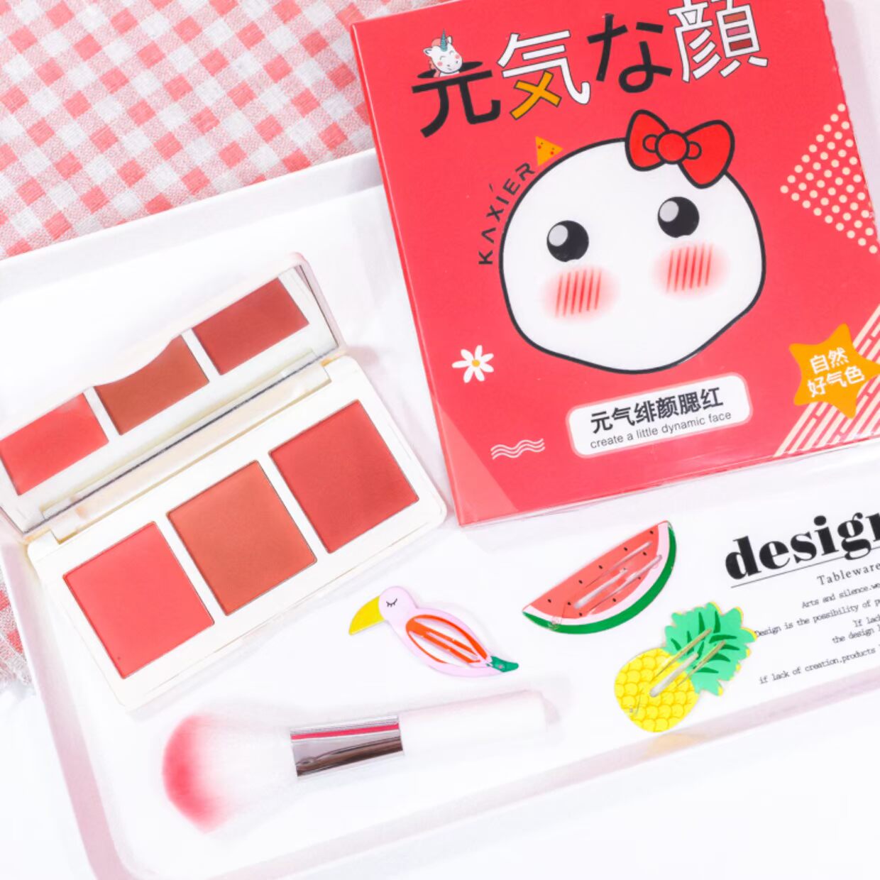 Girlish rạng rỡ, mờ, tự nhiên, má hồng, cam, hồng, ba màu, trang điểm nude, trang điểm lâu trôi, má hồng, làm sáng tông màu da phấn má peripera