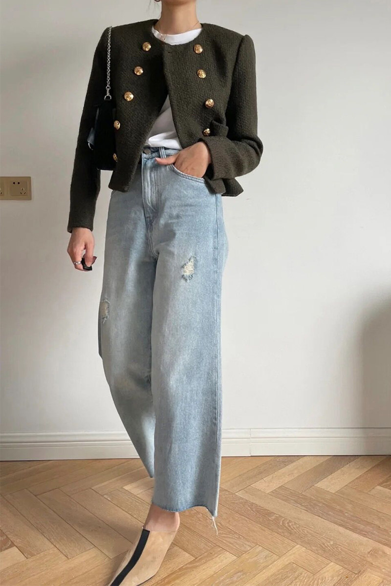 Wu Wanchen Xiaoxiang wind coat women's spring and autumn 2021 autumn new French suit short woolen design sense top