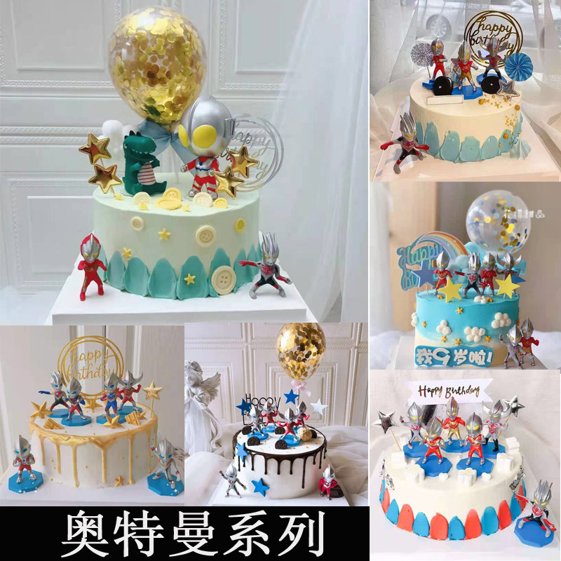 Simulation cake model 2022 net red popular Ultraman single-layer birthday fake cake window display sample
