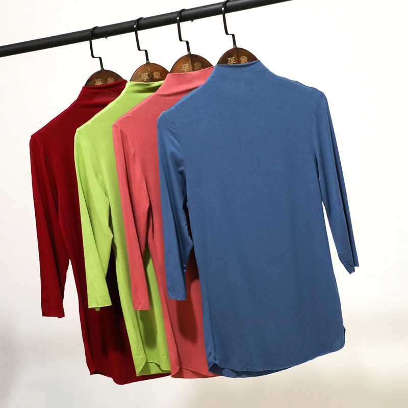 2020 autumn winter new Modale semi-high collar bottom shirt woman 70% sleeves fit inside a T-shirt pure color blouse
