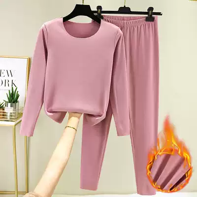 Delong self-heating clothes women's autumn and winter double-sided velvet thickened base shirt autumn clothes sanitary pants grinding two-piece set