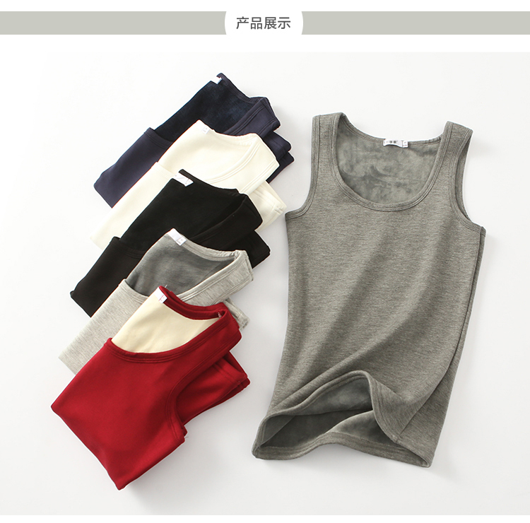 Mùa thu đông 2017 đôi cộng với áo nhung nhung dày của phụ nữ áo thun đáy quần cotton bên trong không tay ấm áp áo ba lỗ nữ dáng rộng