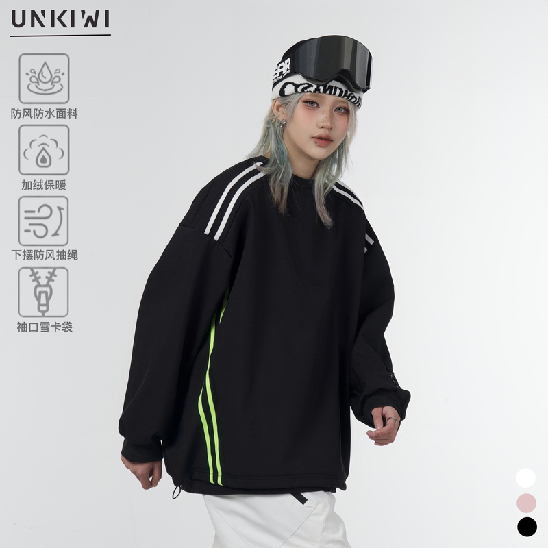 Snowboarding Clothing with Waterproof Lining, Loose Fit, 3L Fleece-Lined Indoor Parallel Bar Skiing Sweatshirt, Long-Sleeved T-Shirt, Unisex Snowboarding Clothing with Waterproof Lining, Loose Fit, 3L Fleece-Lined Indoor Parallel Bar Skiing Sweatshirt, Long-Sleeved T-Shirt, Unisex