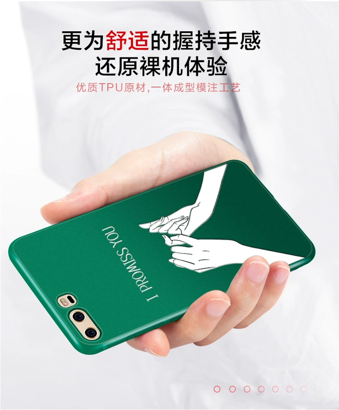 Xiaoben p10 cá Huawei vỏ điện thoại p10plus nam và nữ sáng tạo cá tính silicone mềm bao gồm tất cả các thương hiệu phổ biến thủy triều phần mỏng đáng yêu cô gái phim hoạt hình mờ đỏ lưới bảo vệ tay - Phụ kiện điện thoại di động