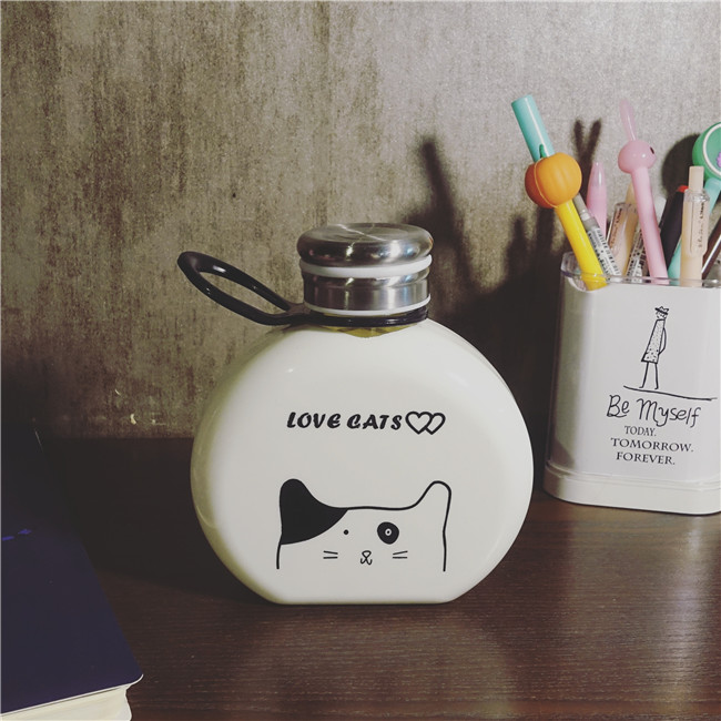 Cup nữ sinh viên phiên bản Hàn Quốc của cặp vợ chồng thủy tinh nhỏ tươi sáng tạo đơn giản dễ thương cốc thể thao chai cầm tay cốc uống nước đẹp