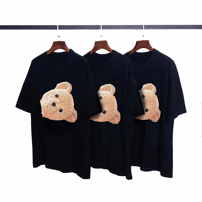 Correct Version Palm Black T-Shirt Big Head Palm Angel Broken Bear Short-Sleeved T-Shirt Men and Women Couple Clothes Correct Version Palm Black T-Shirt Big Head Palm Angel Broken Bear Short-Sleeved T-Shirt Men and Women Couple Clothes