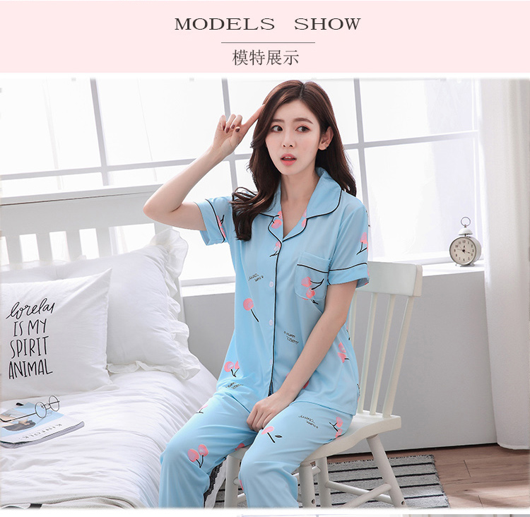 Mùa hè bông đồ ngủ của phụ nữ ngắn tay quần cotton cardigan hai mảnh phần mỏng lỏng bên ngoài mặc dịch vụ nhà phù hợp với