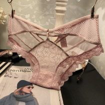 Vimi Jiangnan Sexy Strap Underpants Women's Temptation Lace Hollow Mesh Perspective Hot Flirting Cotton Crotch Briefs