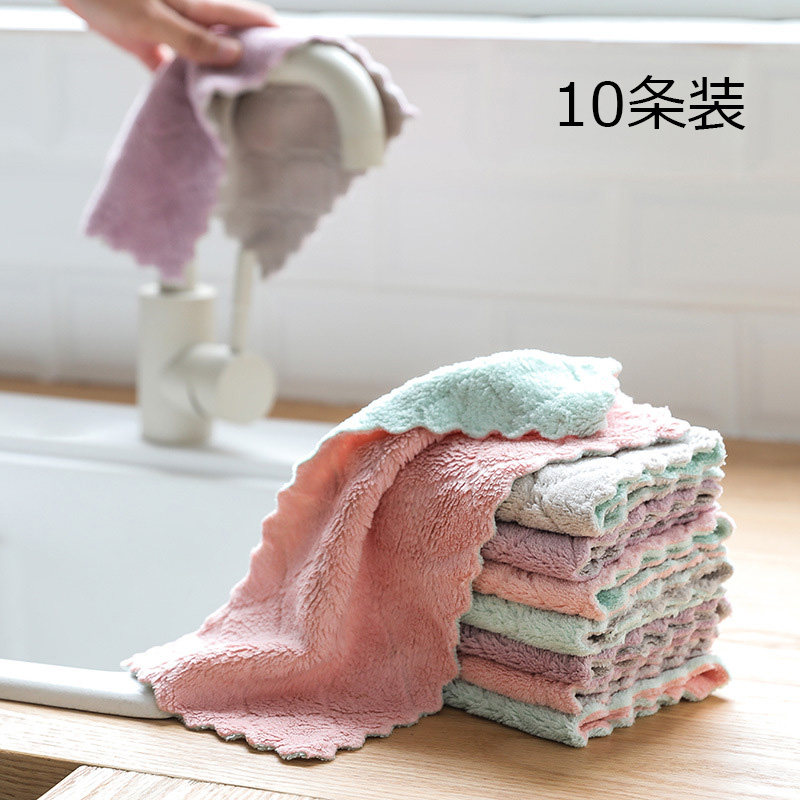 10 kitchen dish cloth rag household do not stick to oil thickening water absorption double-sided do not lose hair to oil cleaning dish cloth