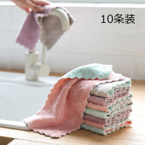 10 strips of kitchen dishcloth rag for home not stained with oil thickened and double sided without falling hair to oil cleaning dishcloth