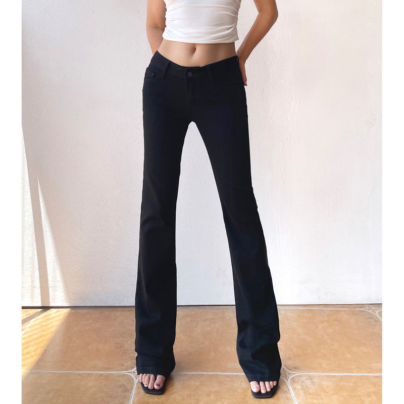 Original American Retro Black Stretch Low-Waist Jeans for Women 2026 Straight-Leg Millennium Slim Fit Sexy Hot Girl Style