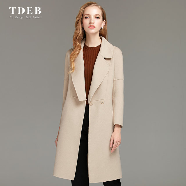 2024 Spring Mid-Length High-end Double-sided Cashmere Coat Women's Fashion Design Original Coat Woolen Elegant Coat