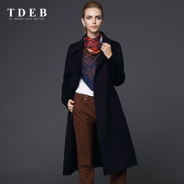 TDEB Fashion Double-sided Wool Coat Women's Long 2024 Spring New Elegant Lace High-End Wool Coat