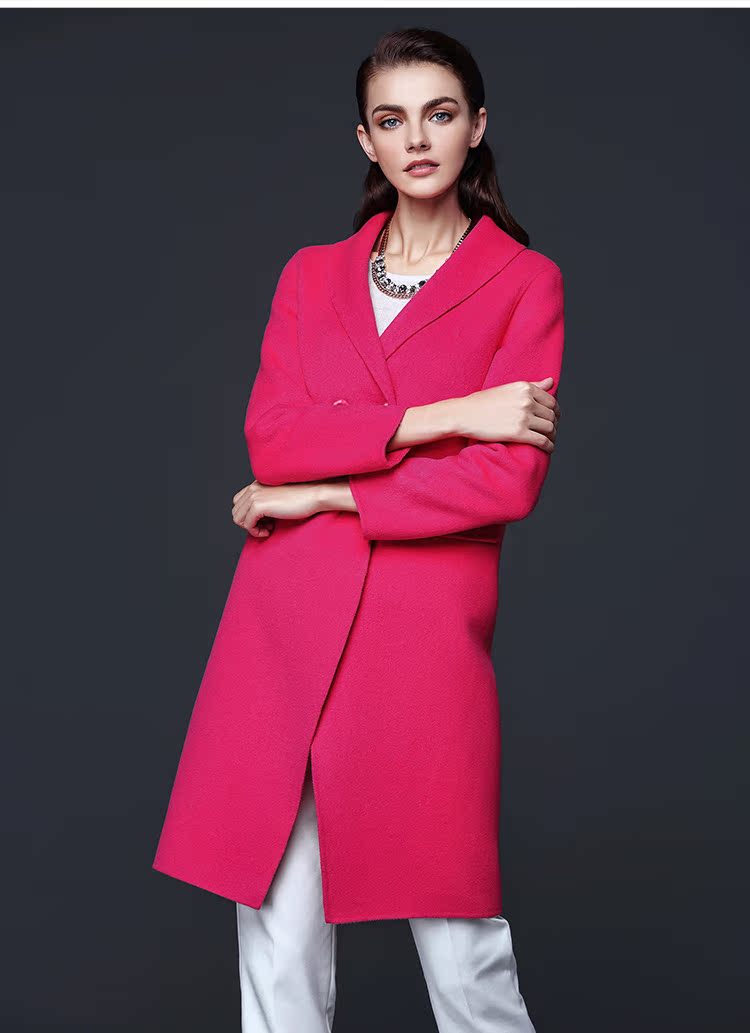 Áo khoác len TDEB hai mặt cashmere nữ mùa xuân đôi ngực dài phần mỏng khí chất len ​​áo khoác nữ - Áo len lót đôi măng tô nữ