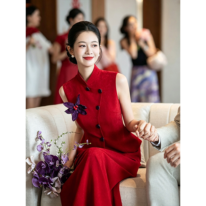 New Chinese-Style Engagement Dress, Red Bridal Toast Dress, Improved Cheongsam, High-End Morning Gown, Wedding Homecoming Outfit Set New Chinese-Style Engagement Dress, Red Bridal Toast Dress, Improved Cheongsam, High-End Morning Gown, Wedding Homecoming Outfit Set