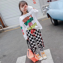 Girls spring suit 2021 new childrens clothing fashionable foreign style spring and autumn clothing net red childrens sports two-piece suit