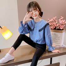 Childrens clothing girls shirts autumn 2021 new denim jacket middle and large childrens girls shirts Western style net red tops